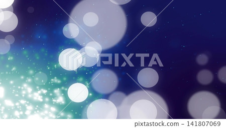 Glowing overlapping soft circular bokeh discs forming gradient backdrop with white teal sparkles Glowing overlapping soft circular bokeh discs forming gradient backdrop with white teal sparkles 141807069