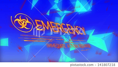 Showing emergency alert pulsing on UI screen, with orange biohazard, EMERGENCY, IMMEDIATE ACTION 141807218