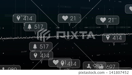 Displaying data overlay with dotted waveform and notification callouts on dark dashboard Displaying data overlay with dotted waveform and notification callouts on dark dashboard 141807452