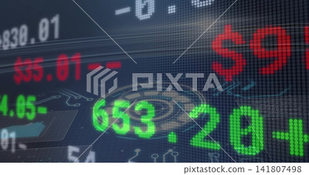 Displaying bright green numeric ticker 653 Displaying bright green numeric ticker 653 141807498