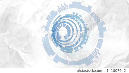 Showing pale-blue concentric rings centered on crumpled paper, adding faint smudges, soft shadows Showing pale-blue concentric rings centered on crumpled paper, adding faint smudges, soft shadows 141807642
