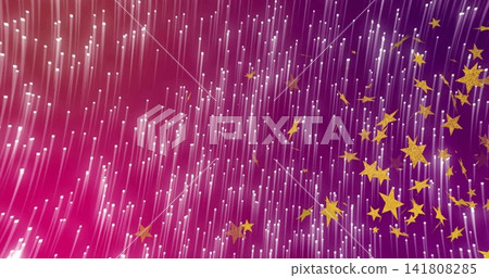 Flowing light streaks in magenta-purple digital backdrop, scattering gold stars and white dots Flowing light streaks in magenta-purple digital backdrop, scattering gold stars and white dots 141808285