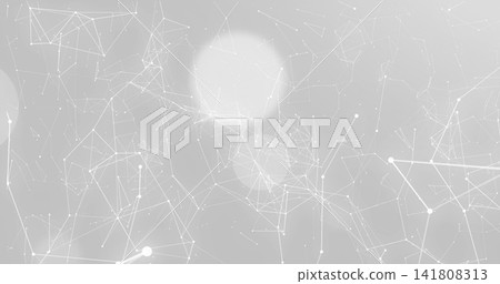 Displaying abstract network of thin lines and white nodes across studio backdrop, with bokeh Displaying abstract network of thin lines and white nodes across studio backdrop, with bokeh 141808313