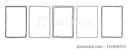 Set simple hand drawn scallop squiggly line photo frame. Set simple hand drawn scallop squiggly line photo frame. 141808355