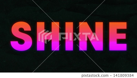 Displaying bold SHINE letters glowing with orange-magenta gradient and shadow on dark grainy poster 141809384