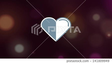 Showing two-tone heart icon sitting centered on dark bokeh backdrop with blue gray and white halves Showing two-tone heart icon sitting centered on dark bokeh backdrop with blue gray and white halves 141809949