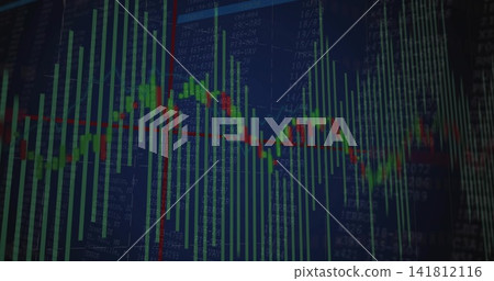Displaying financial chart centered on dashboard with green bars, candlesticks and red-green line Displaying financial chart centered on dashboard with green bars, candlesticks and red-green line 141812116