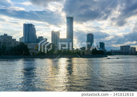 Cityscape view of the Iset pond in Yekaterinburg, Russia Cityscape view of the Iset pond in Yekaterinburg, Russia 141812618