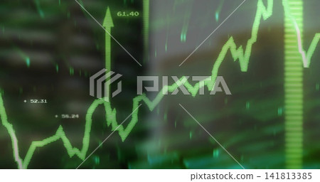 Displaying neon line chart on digital dashboard, showing 52 Displaying neon line chart on digital dashboard, showing 52 141813385