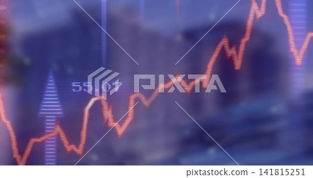 Displaying red-orange line tracing uptrend on screen with faint grid and blur, purple arrow 55 Displaying red-orange line tracing uptrend on screen with faint grid and blur, purple arrow 55 141815251