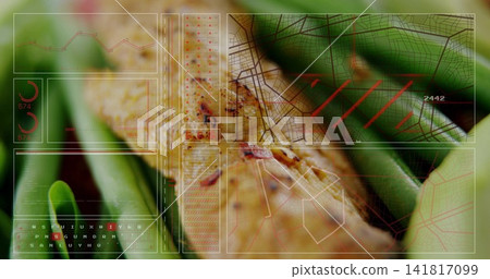 Scanning augmented reality system analyzing tan-brown plant stem at lab bench, with HUD overlays Scanning augmented reality system analyzing tan-brown plant stem at lab bench, with HUD overlays 141817099