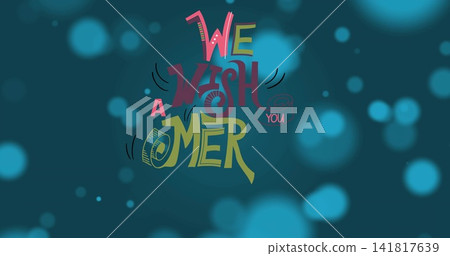 Displaying multicolored handlettered type on teal field with spirals motion lines scroll and bokeh Displaying multicolored handlettered type on teal field with spirals motion lines scroll and bokeh 141817639