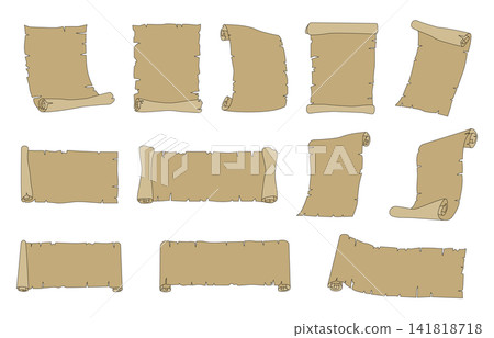 Scroll, rolled paper, old paper, rolled paper, set, variation materials, illustration Scroll, rolled paper, old paper, rolled paper, set, variation materials, illustration 141818718