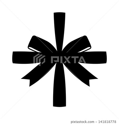 Cross box gift ribbon bow top view silhouette vector icon for package Cross box gift ribbon bow top view silhouette vector icon for package 141818778
