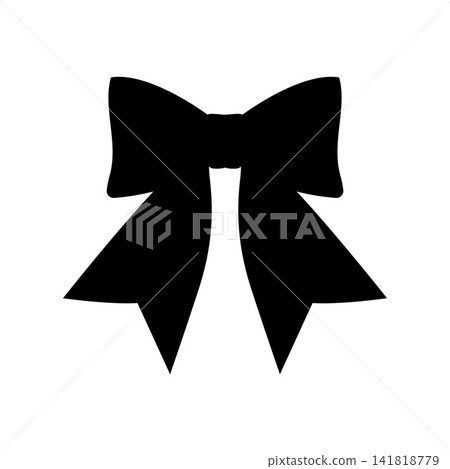 Flare tail black bow silhouette vector icon for festive gift packaging decor Flare tail black bow silhouette vector icon for festive gift packaging decor 141818779
