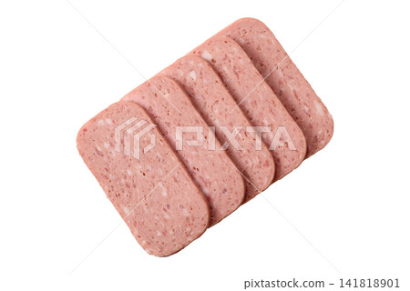 Canned spiced ham slices for holiday sandwiches. Ham slices 141818901