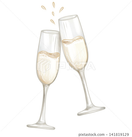 Elegant Watercolor Wedding Champagne Glasses Elegant Watercolor Wedding Champagne Glasses 141819129