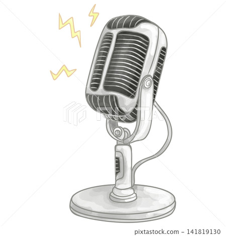 Retro Microphone Watercolor Illustration Retro Microphone Watercolor Illustration 141819130