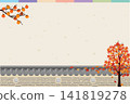 Illustration of a persimmon tree and a traditional Korean fence 141819278