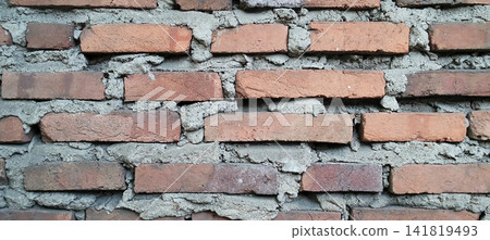 Rustic red clay brick wall texture Rustic red clay brick wall texture 141819493