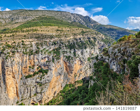 Verdon Gorge, Gorges du Verdon in French Alps, Provence, France. Amazing landscape of the famous canyon Verdon Gorge, Gorges du Verdon in French Alps, Provence, France. Amazing landscape of the famous canyon 141819887