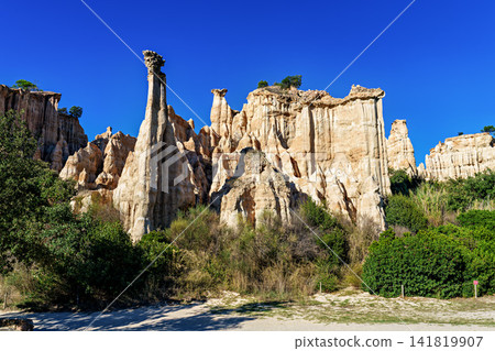 The Organs of Ille sur Tet, or fairy chimneys, in the Pyrenees Orientales, in Catalonia, in Occitanie, France The Organs of Ille sur Tet, or fairy chimneys, in the Pyrenees Orientales, in Catalonia, in Occitanie, France 141819907