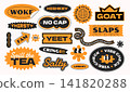 Funny vintage collection stickers. Gen z word quotes slang. Vector set isolated background.  141820288