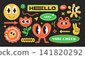 Cool abstract funny sticker. Quotes word gen z and millenials. Y2k style art.  141820292
