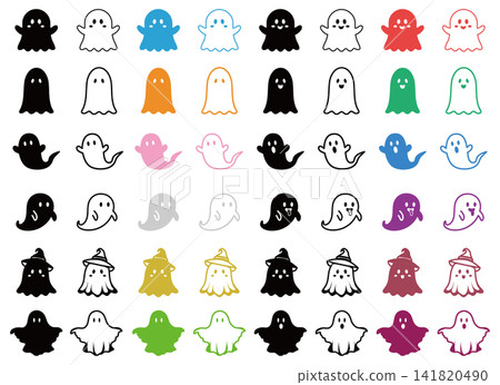 Colorful ghost icon set Colorful ghost icon set 141820490