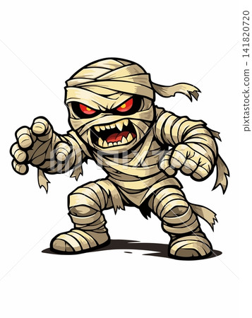 Vector of a fierce red-eyed mummy cartoon character Vector of a fierce red-eyed mummy cartoon character 141820720
