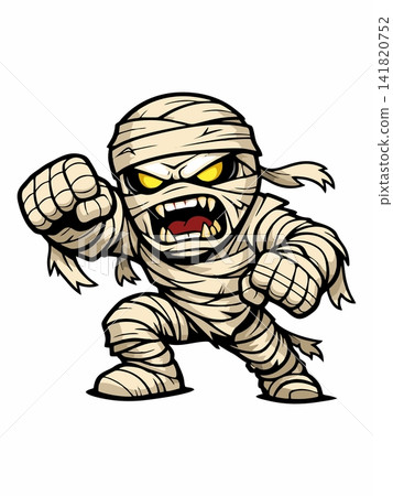 Vector of a cartoon mummy character punching. Vector of a cartoon mummy character punching. 141820752
