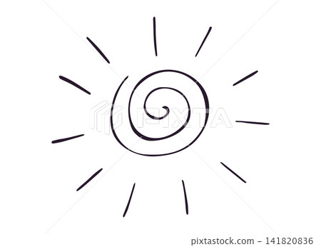 Sun Spiral Hand Drawn Doodle Outline Isolated on White Background Sun Spiral Hand Drawn Doodle Outline Isolated on White Background 141820836