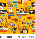 Seamless Pattern Composed of Happy Children with School Equipment. Back to School 141821445