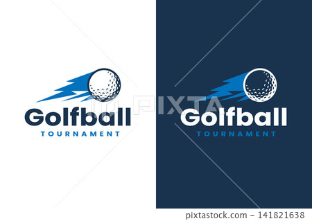 Sporty Golf Ball with Lightning Motion Logo for Golf Tournament and Sports Club Sporty Golf Ball with Lightning Motion Logo for Golf Tournament and Sports Club 141821638