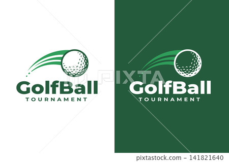 Sporty Golf Ball with Curved Flight Trail Logo for Golf Tournament Branding Sporty Golf Ball with Curved Flight Trail Logo for Golf Tournament Branding 141821640