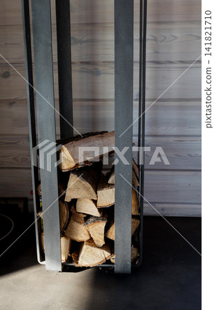 minimalistic vertical firewood holder with logs minimalistic vertical firewood holder with logs 141821710