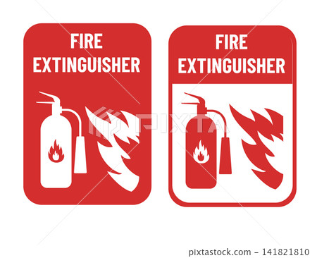 Safety equipment vector set with fire extinguisher and emergency tools. Professional firefighting gear including red containers, foam dispensers, and protection symbols for hazard prevention. Safety equipment vector set with fire extinguisher and emergency tools. Professional firefighting gear including red containers, foam dispensers, and protection symbols for hazard prevention. 141821810