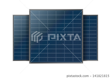 Photovoltaic solar panel energy module with detailed cell structure generating renewable energy from sun rays, isolated 3D vector illustration perfect for green technology presentations. Photovoltaic solar panel energy module with detailed cell structure generating renewable energy from sun rays, isolated 3D vector illustration perfect for green technology presentations. 141821815