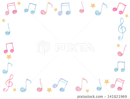 彩色音符邊框(水彩) 彩色音符邊框(水彩) 141821969
