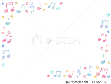 彩色音符角部設計(水彩) 彩色音符角部設計(水彩) 141821970