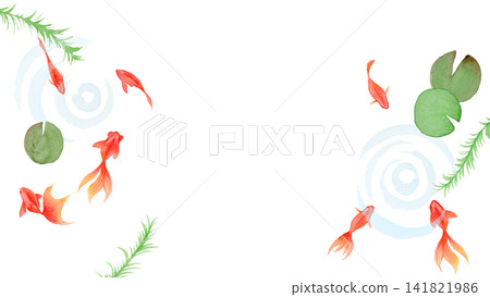 Goldfish and summer goldfish watercolor illustration frame Goldfish and summer goldfish watercolor illustration frame 141821986