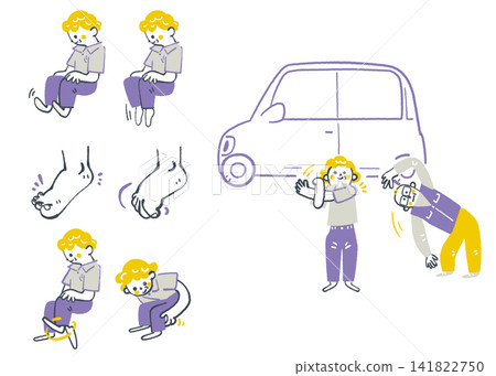 一對老年夫婦在車內避難,透過促進血液循環的伸展運動來預防深部靜脈血栓(DVT)。 一對老年夫婦在車內避難,透過促進血液循環的伸展運動來預防深部靜脈血栓(DVT)。 141822750