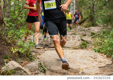 Group athletes is running trail Group athletes is running trail 141823150
