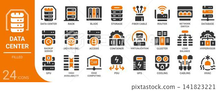 data center filled glyph icon set,24 vector icons data center filled glyph icon set,24 vector icons 141823221