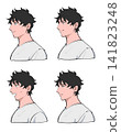Set of illustrations of a man's profile and facial expressions 141823248