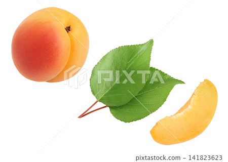 apricot fruit isolated on white background. Clipping path and full depth of field apricot fruit isolated on white background. Clipping path and full depth of field 141823623