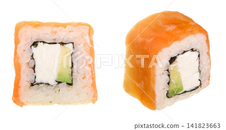 sushi roll isolated on white background without a shadow sushi roll isolated on white background without a shadow 141823663