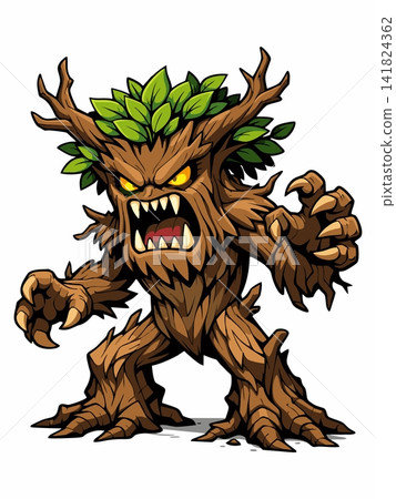 Vector illustration of a ferocious treant monster. Vector illustration of a ferocious treant monster. 141824362