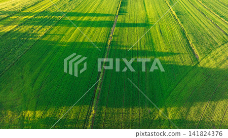 Aerial View Dreznik Village Fields Near Plitvice Lakes Croatia Aerial View Dreznik Village Fields Near Plitvice Lakes Croatia 141824376