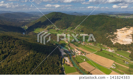 Lind im Drautal village and Alpine landscape in Carinthia summer Lind im Drautal village and Alpine landscape in Carinthia summer 141824383